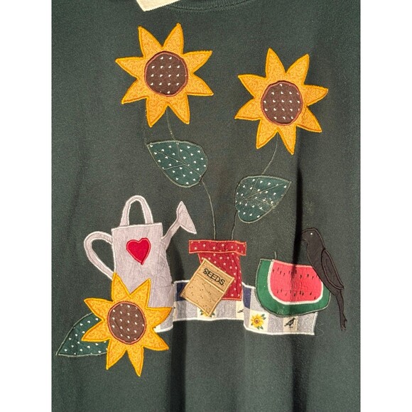 Vintage Jerzees Sunflower Outdoor Gardening Summer Sweater XL‎ USA - Picture 4 of 8